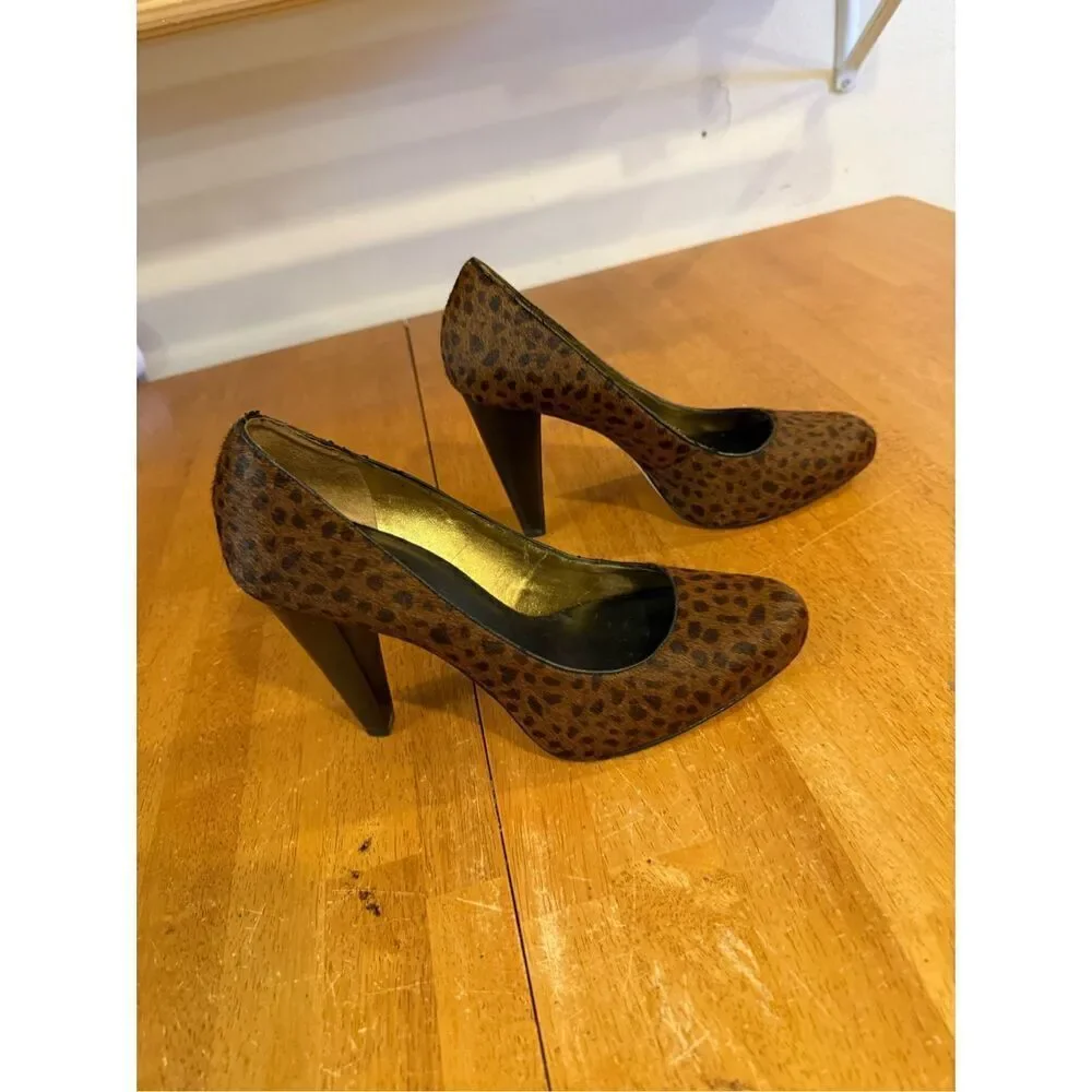 Banana Republic Pony Hair Leopard Print Heels Shoes Size 9